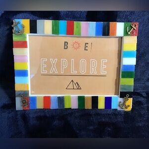 Multicolor 5” x 7” Striped Nautical Accent Picture Frame